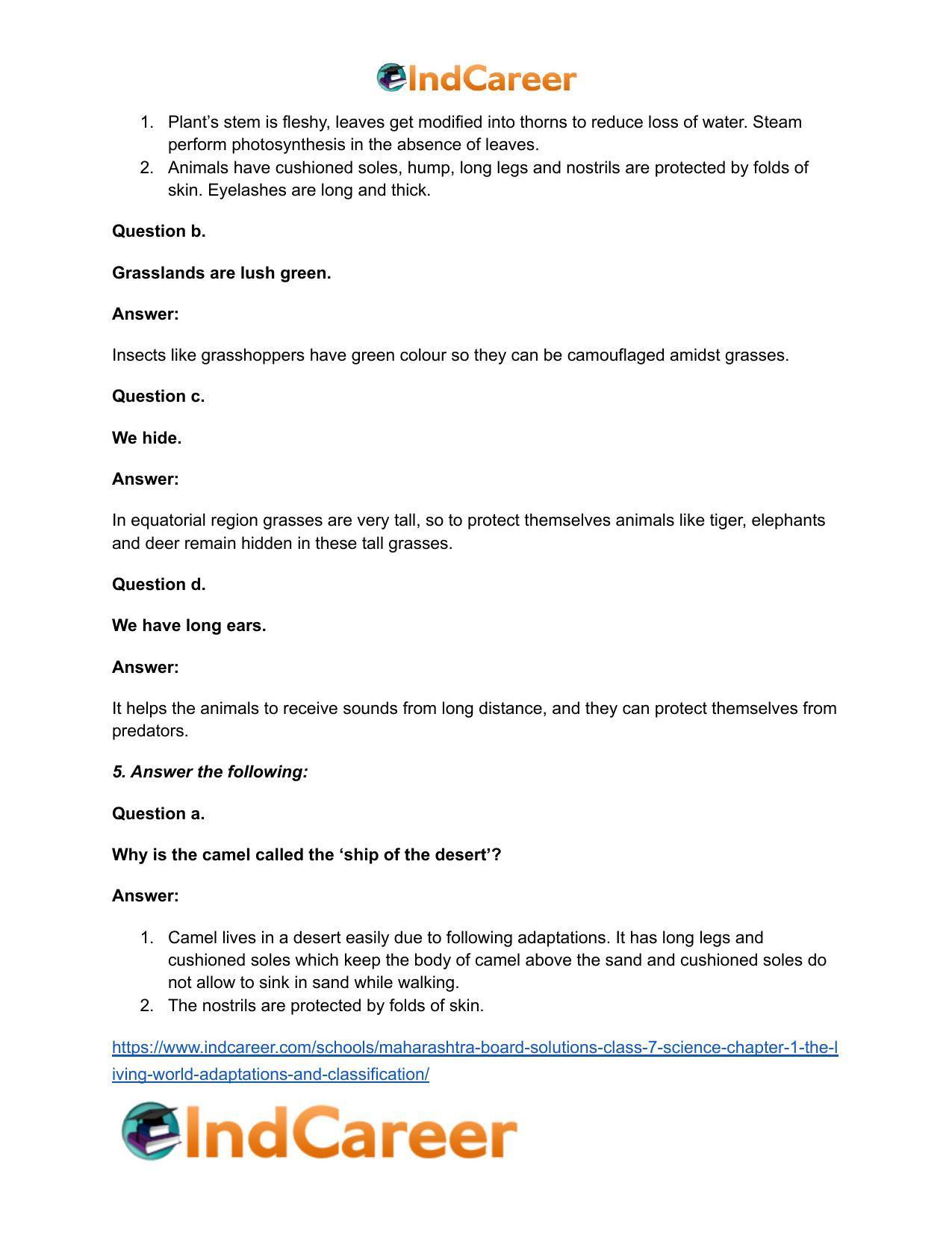 Maharashtra Board Solutions Class 7-Science: Chapter 1- The Living World: Adaptations and Classification - Page 5