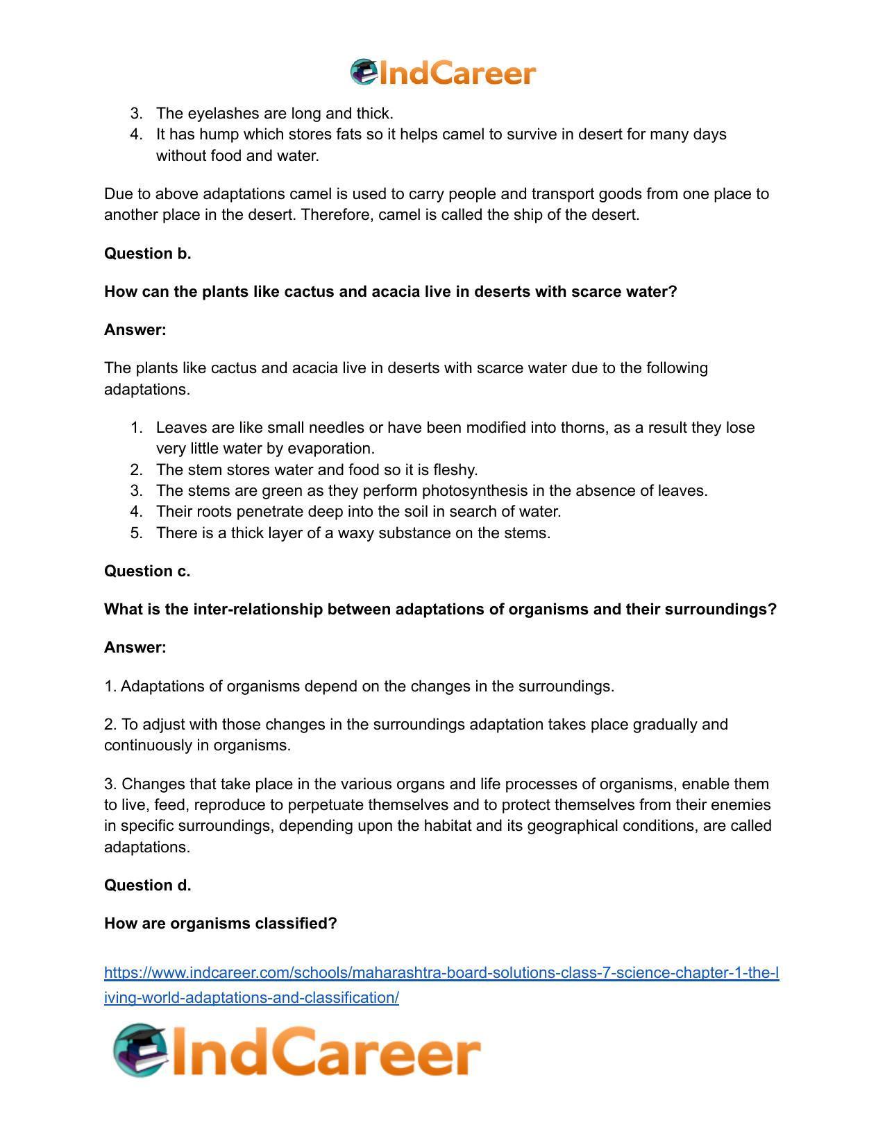 Maharashtra Board Solutions Class 7-Science: Chapter 1- The Living World: Adaptations and Classification - Page 6