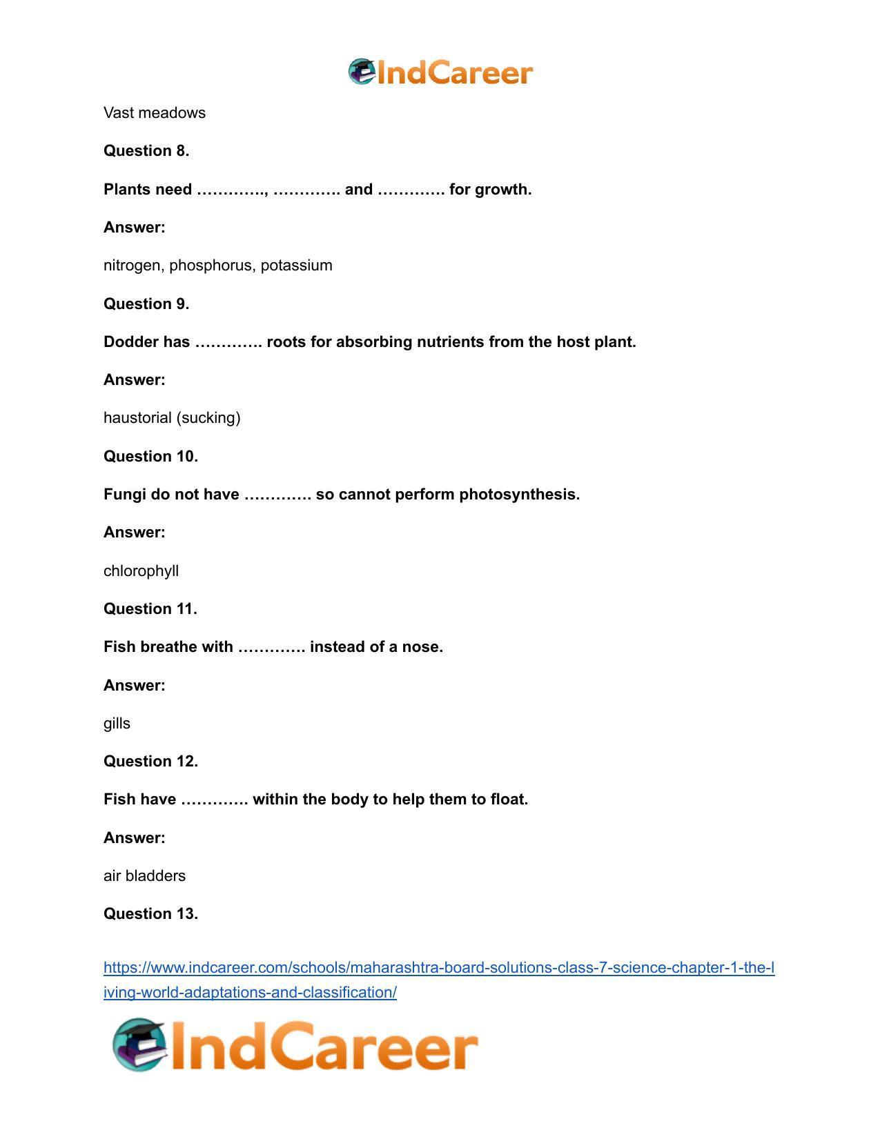 Maharashtra Board Solutions Class 7-Science: Chapter 1- The Living World: Adaptations and Classification - Page 9