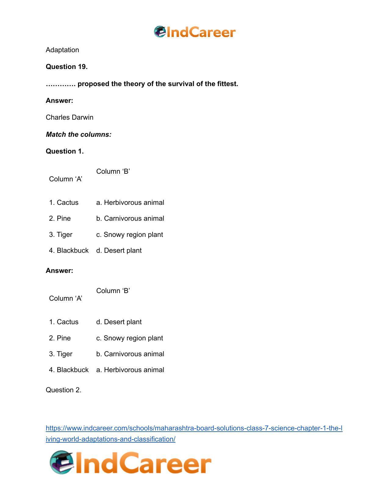 Maharashtra Board Solutions Class 7-Science: Chapter 1- The Living World: Adaptations and Classification - Page 11