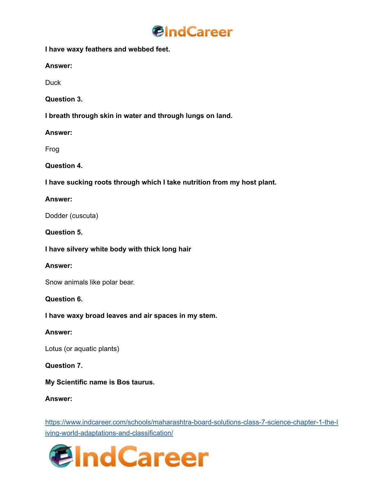 Maharashtra Board Solutions Class 7-Science: Chapter 1- The Living World: Adaptations and Classification - Page 14