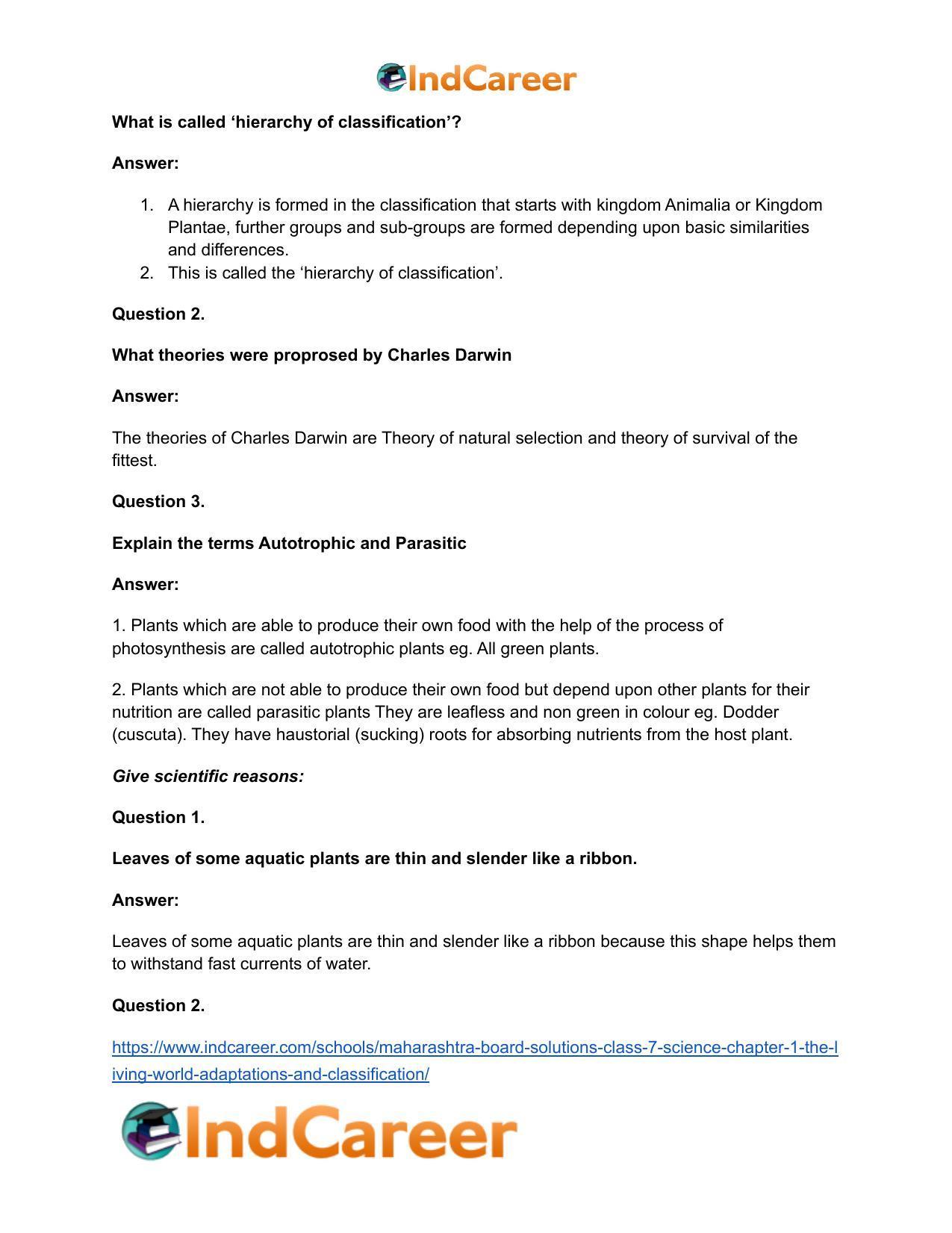 Maharashtra Board Solutions Class 7-Science: Chapter 1- The Living World: Adaptations and Classification - Page 19