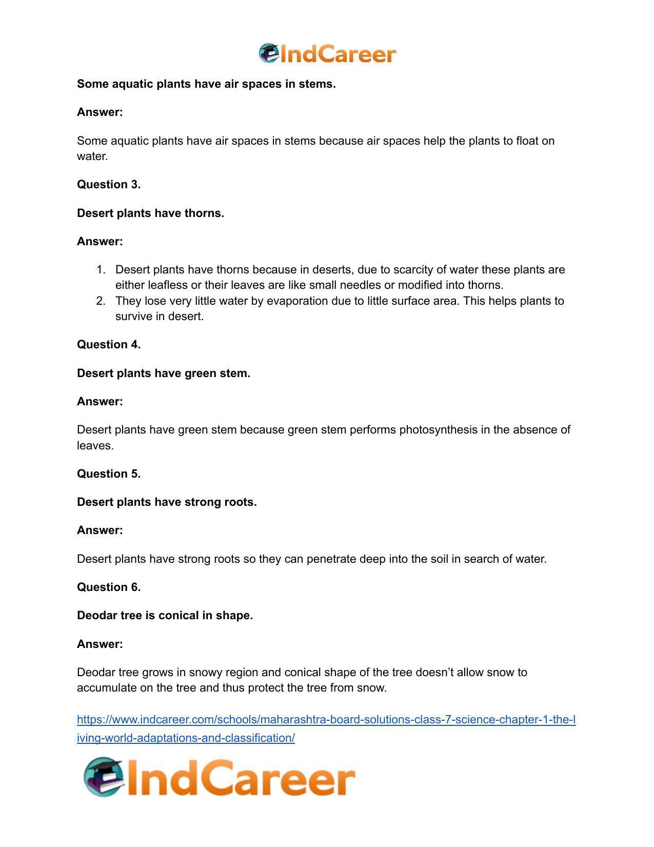 Maharashtra Board Solutions Class 7-Science: Chapter 1- The Living World: Adaptations and Classification - Page 20