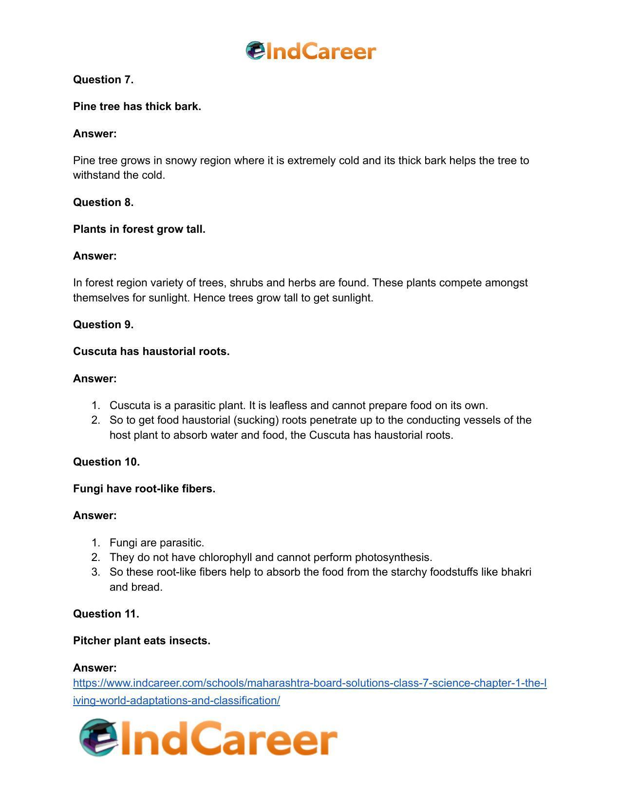 Maharashtra Board Solutions Class 7-Science: Chapter 1- The Living World: Adaptations and Classification - Page 21