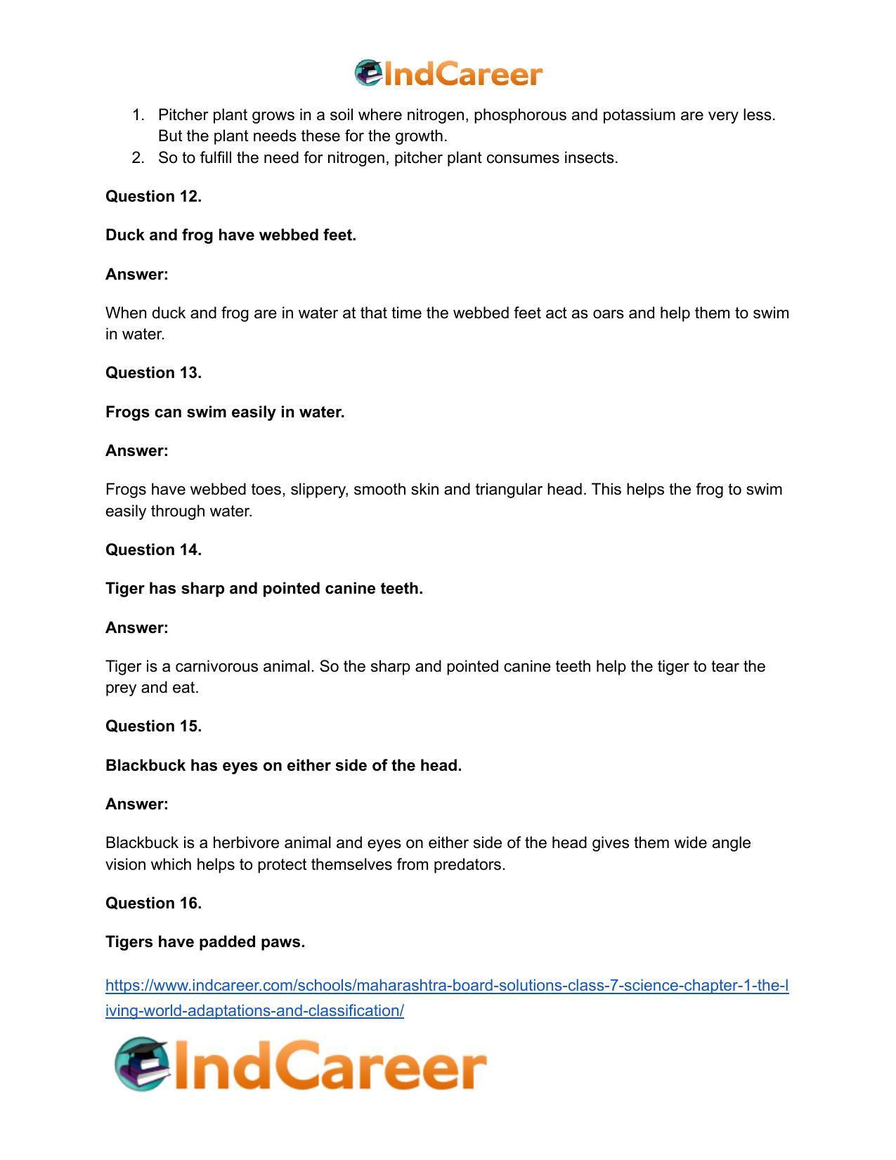Maharashtra Board Solutions Class 7-Science: Chapter 1- The Living World: Adaptations and Classification - Page 22