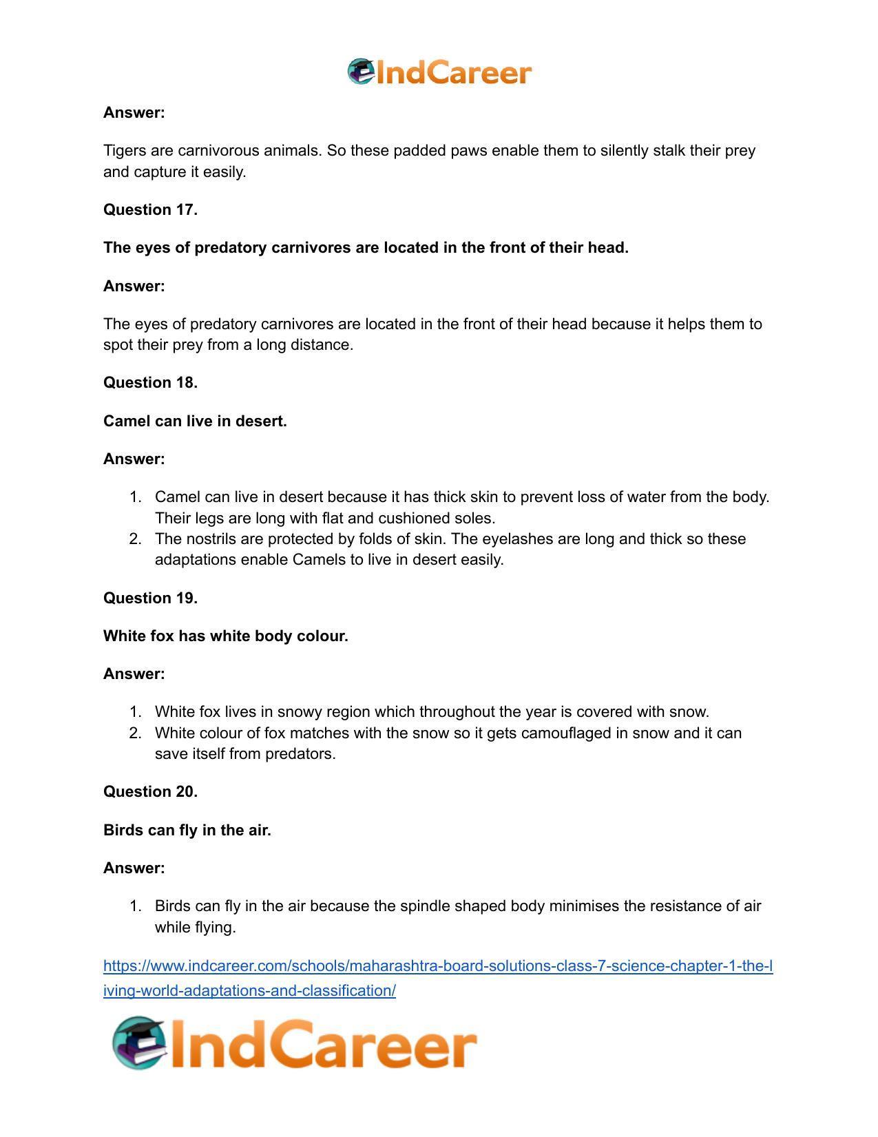 Maharashtra Board Solutions Class 7-Science: Chapter 1- The Living World: Adaptations and Classification - Page 23