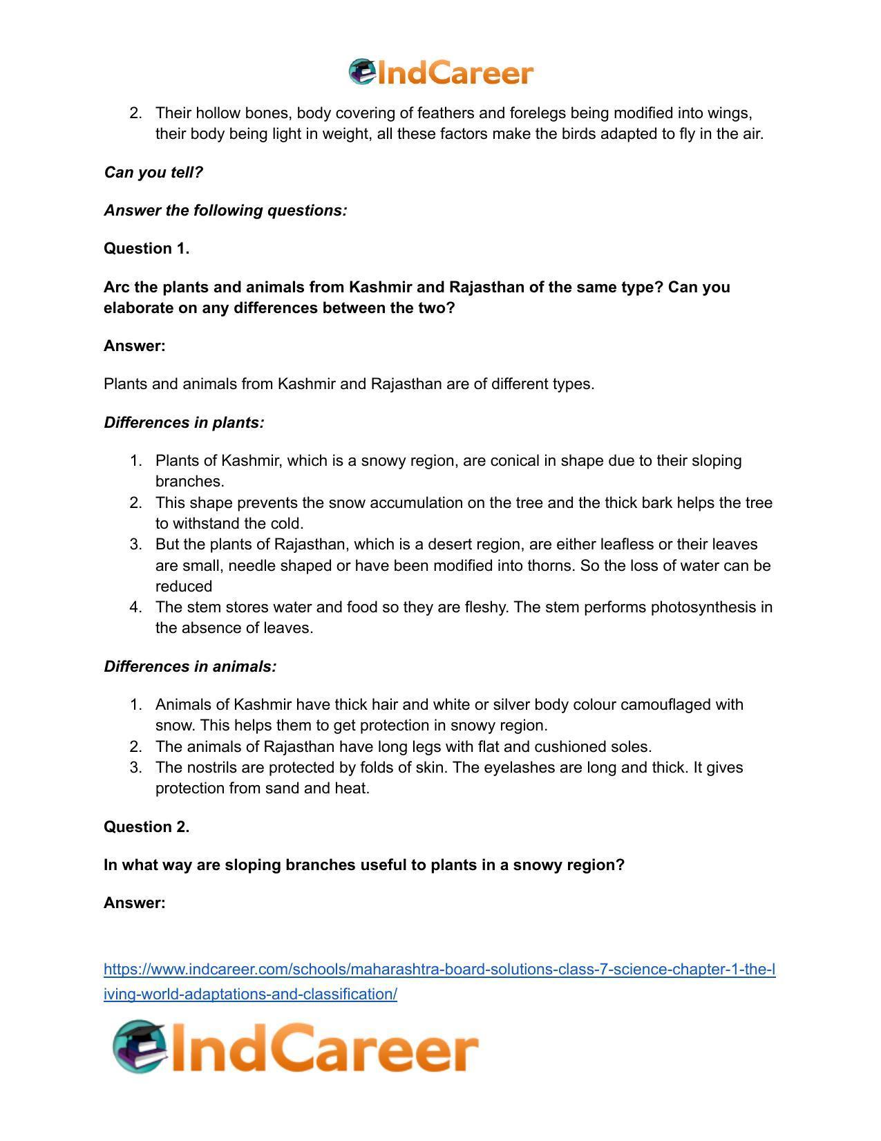 Maharashtra Board Solutions Class 7-Science: Chapter 1- The Living World: Adaptations and Classification - Page 24