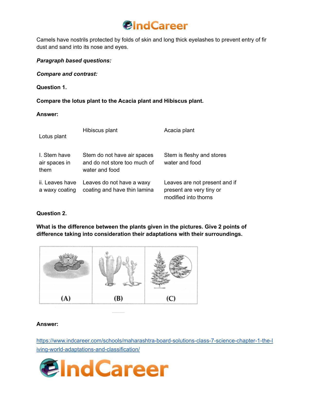 Maharashtra Board Solutions Class 7-Science: Chapter 1- The Living World: Adaptations and Classification - Page 29