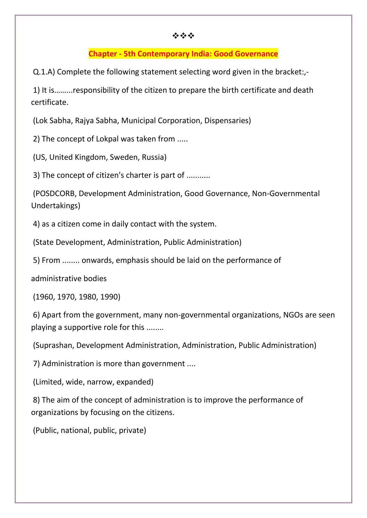 Maharashtra Board Class 12 Political Science Sample Papers - Page 28