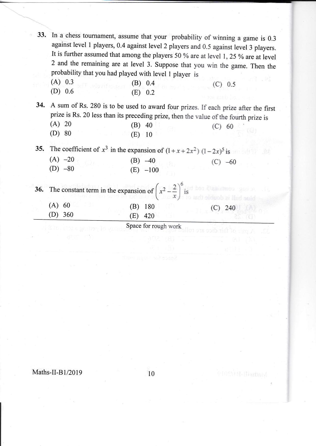KEAM Paper II 2019 Question Paper - Page 10