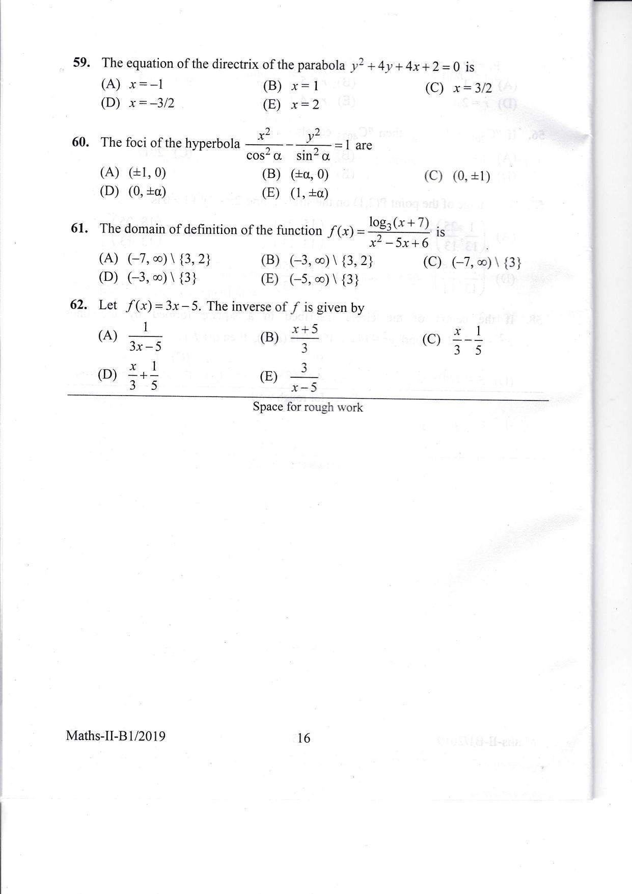 KEAM Paper II 2019 Question Paper - Page 16