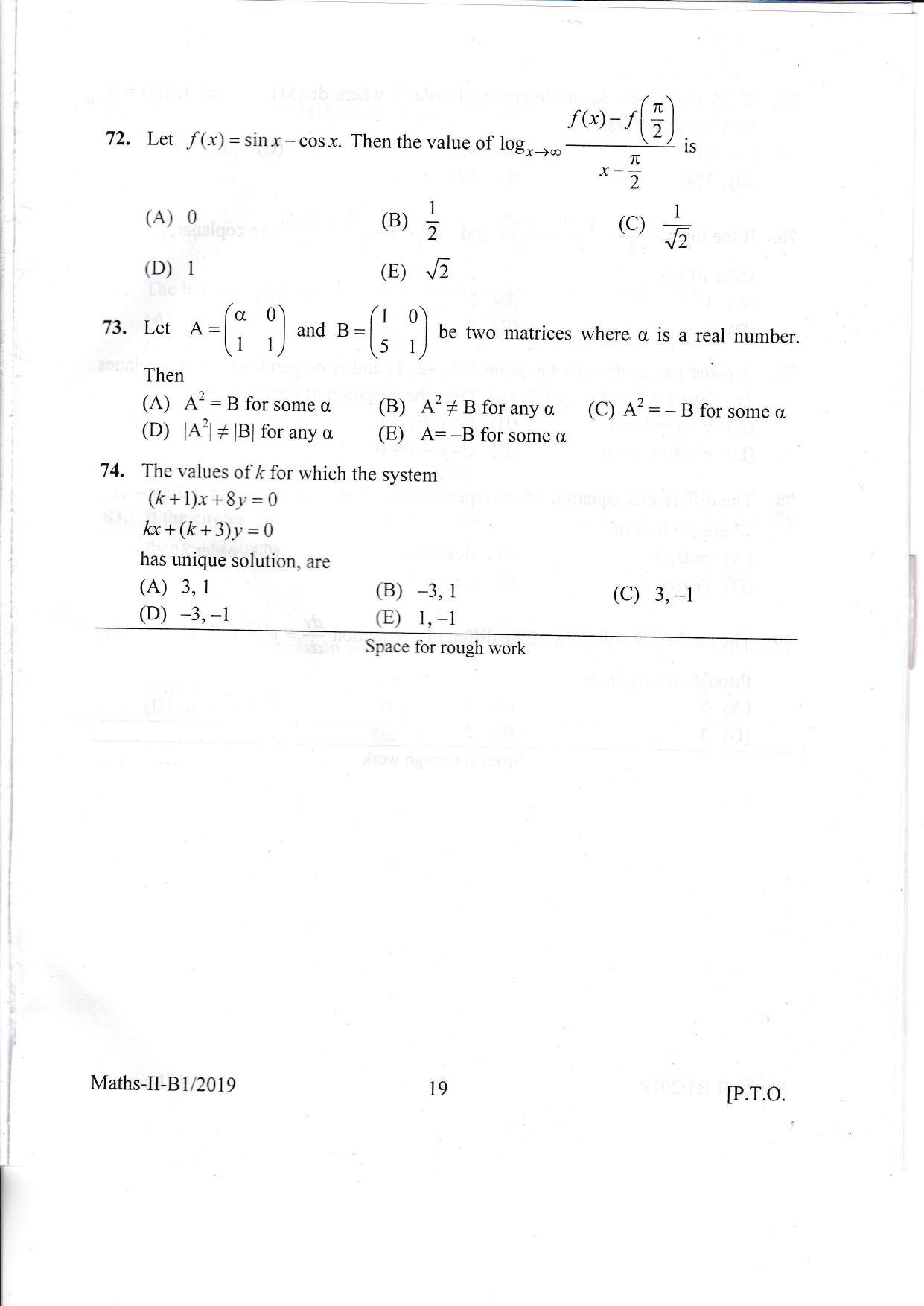 KEAM Paper II 2019 Question Paper - Page 19