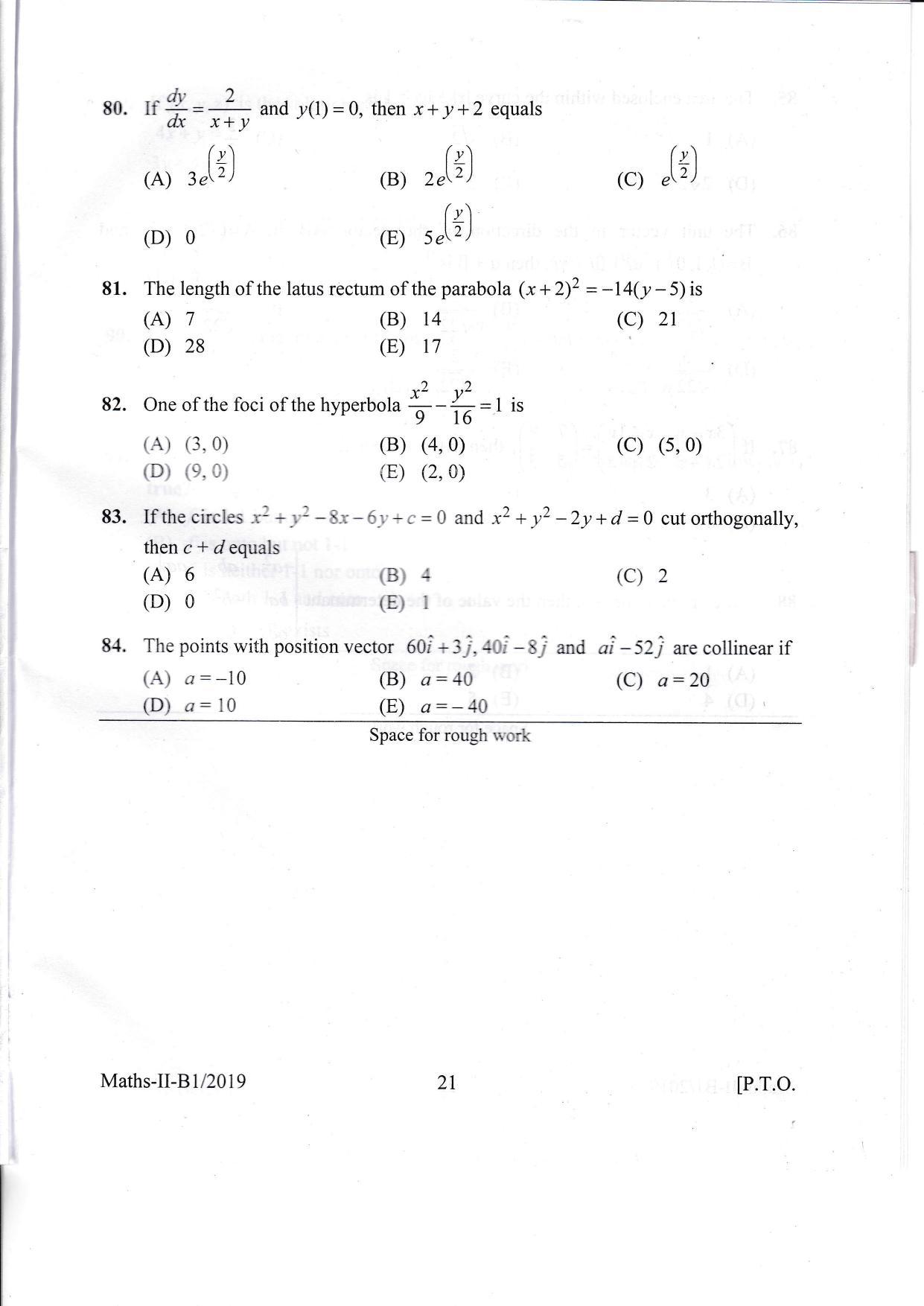 KEAM Paper II 2019 Question Paper - Page 21