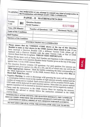 KEAM Paper II 2019 Question Paper