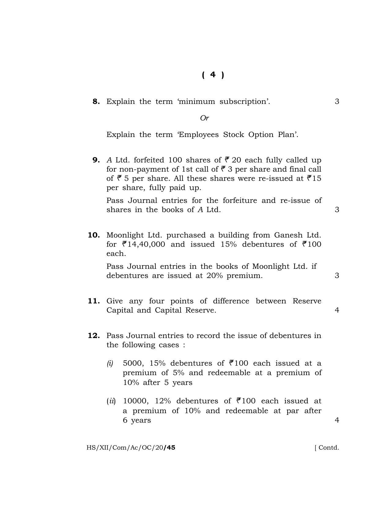 Meghalaya Board (MBOSE) Class 12 ACCOUNTANCY (Commerce) ( Old Course ) 2020 Question Paper - Page 4