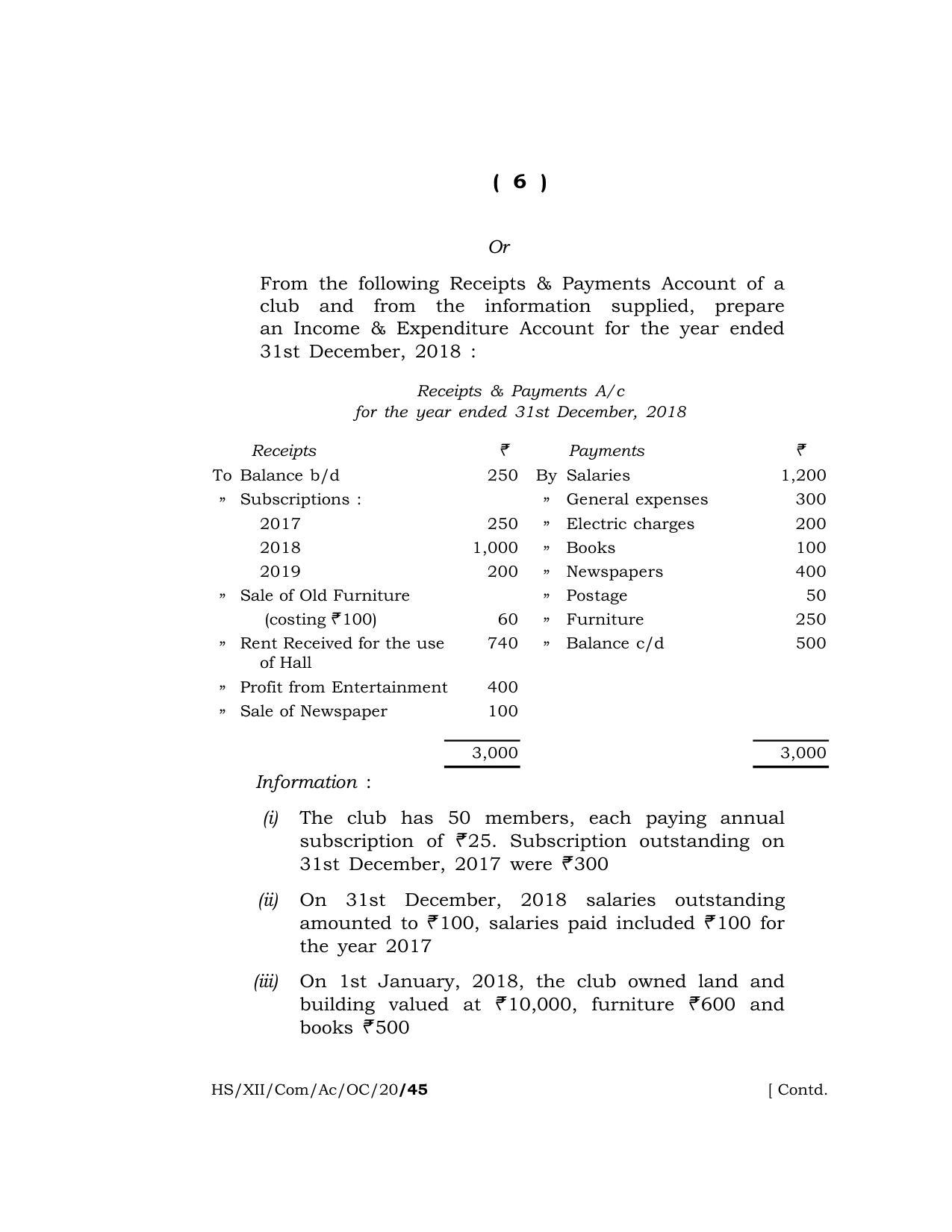Meghalaya Board (MBOSE) Class 12 ACCOUNTANCY (Commerce) ( Old Course ) 2020 Question Paper - Page 6