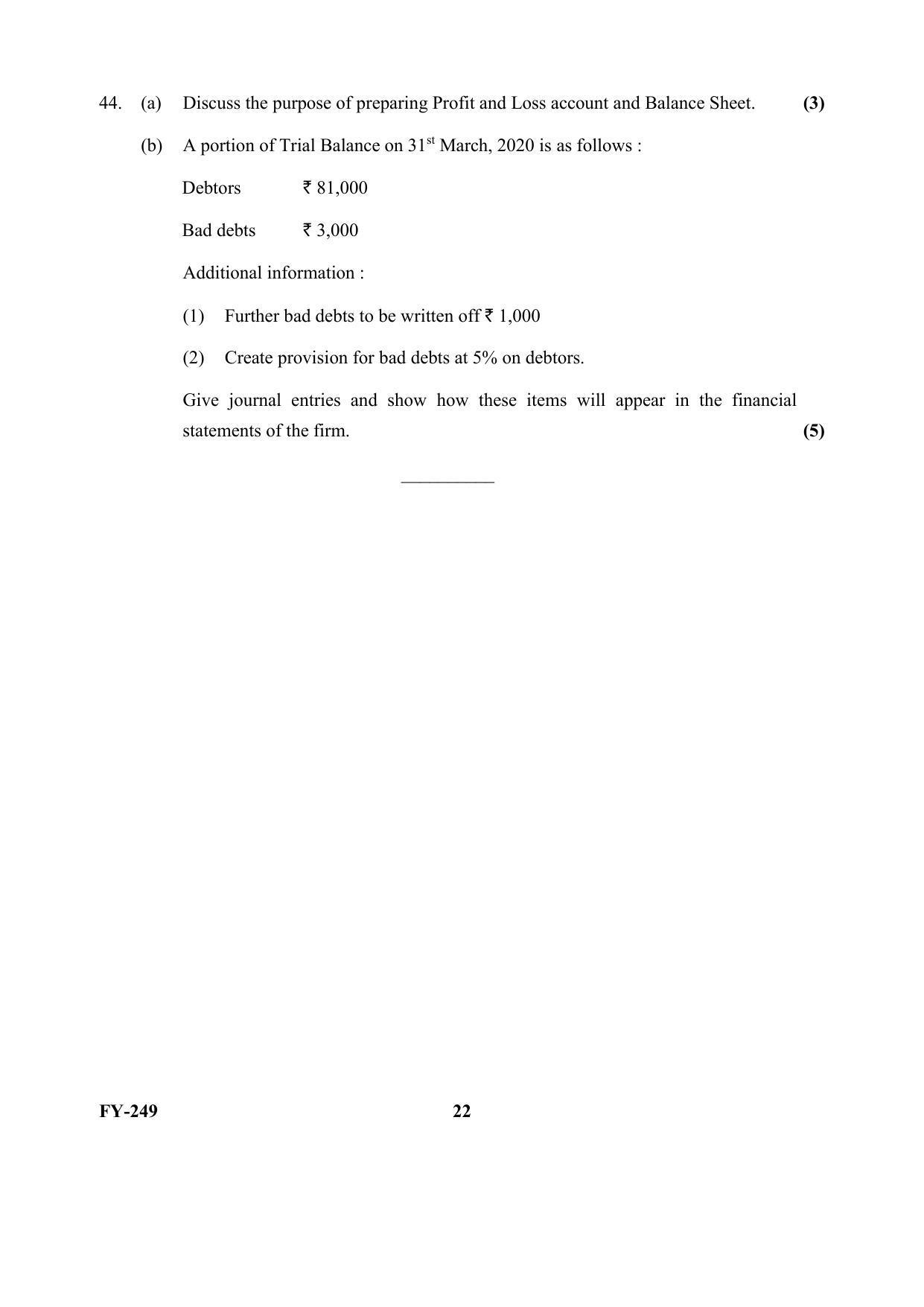 Kerala Plus One (Class 11th) Accountancy-AFS Question Paper 2021 - Page 22