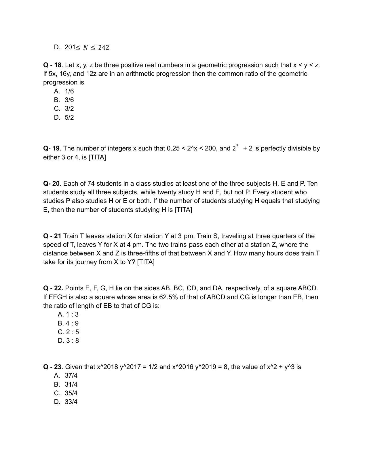 CAT 2018 CAT QA Slot 1 Question Paper - Page 4