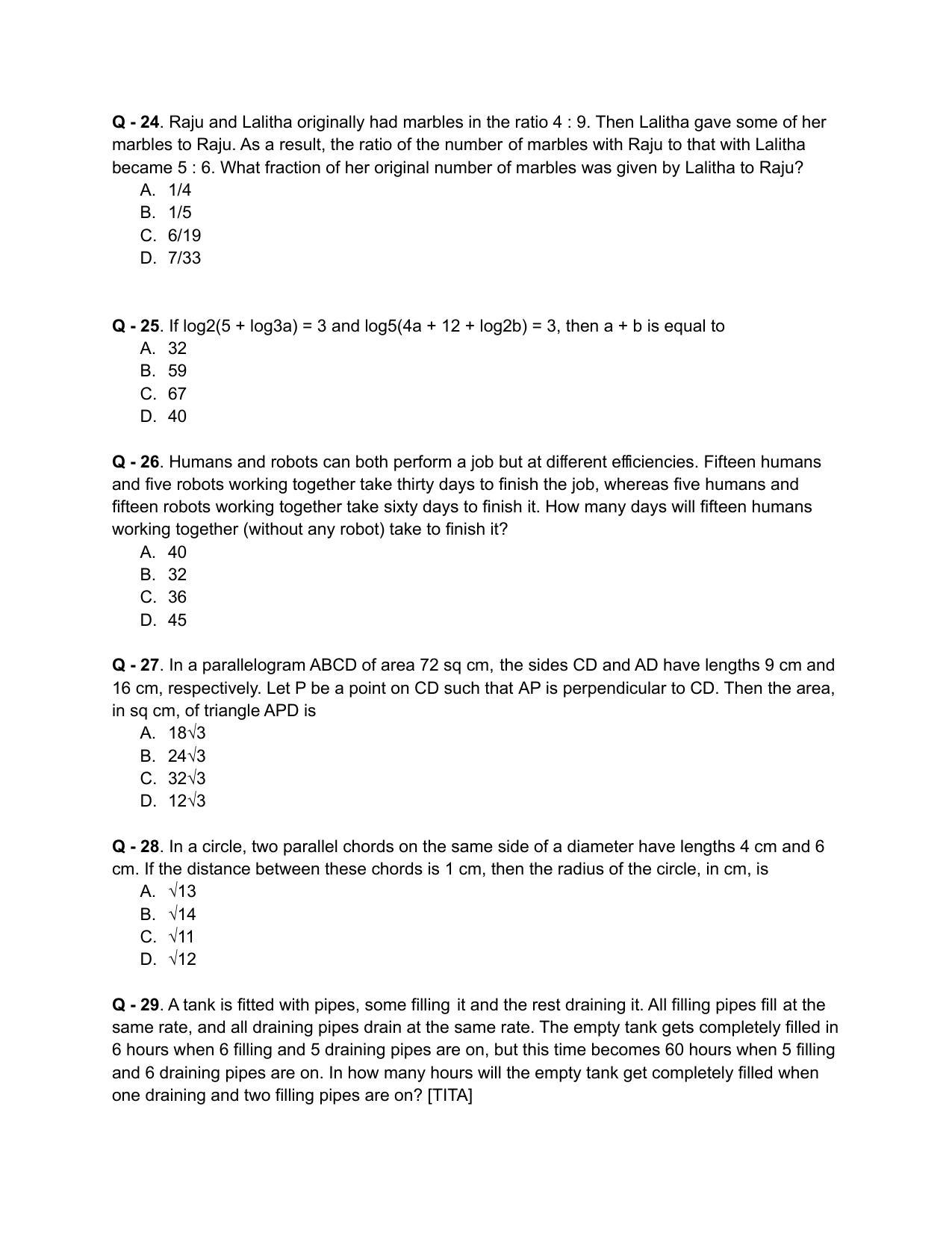 CAT 2018 CAT QA Slot 1 Question Paper - Page 5