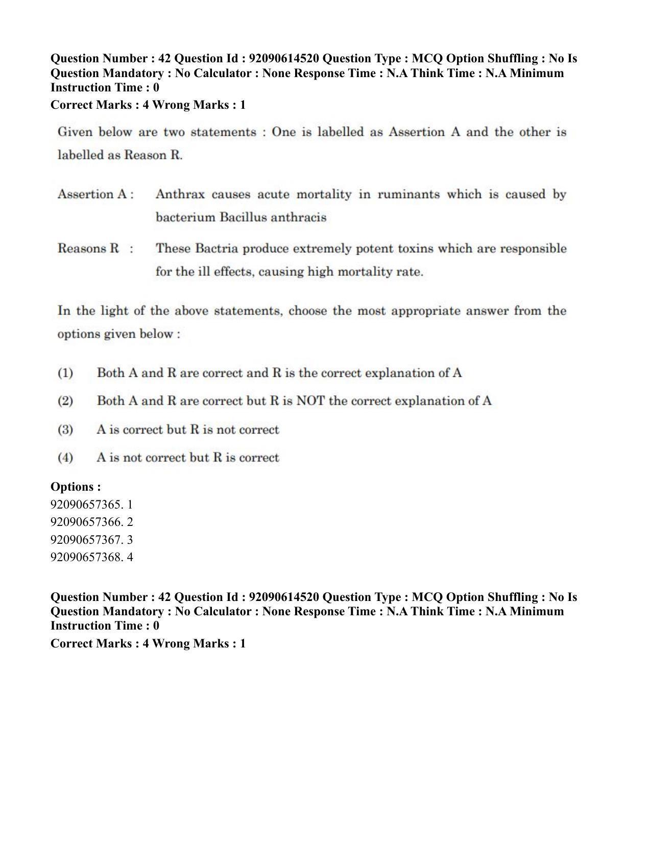 CUET PG 2023: SCQP30 – Animal Science(Poultry)(Eng)-Shift 2 (12-06-2023) Question Paper - Page 44
