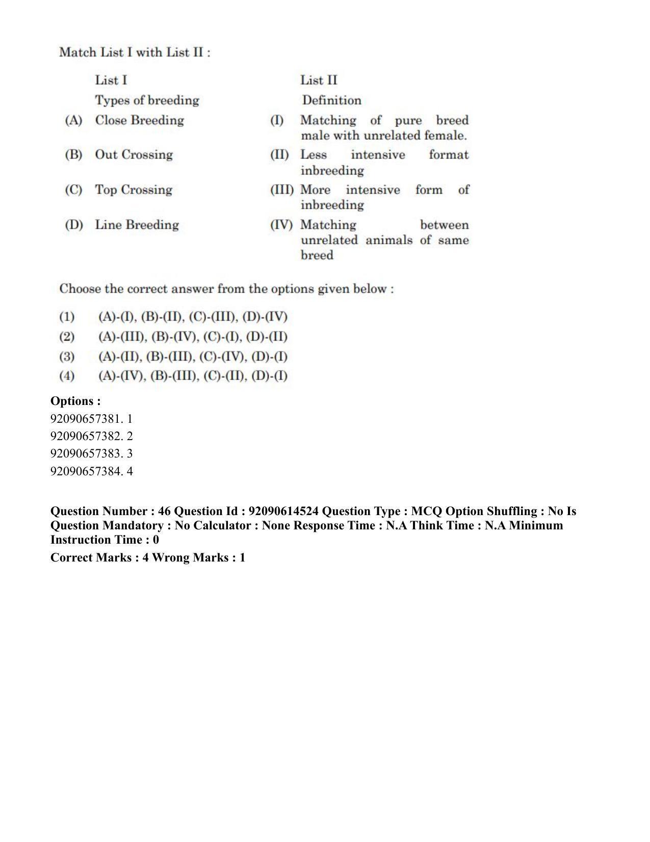 CUET PG 2023: SCQP30 – Animal Science(Poultry)(Eng)-Shift 2 (12-06-2023) Question Paper - Page 50