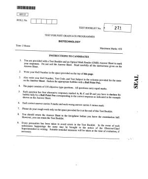 CUSAT CAT 2012 Biotechnology Question Paper