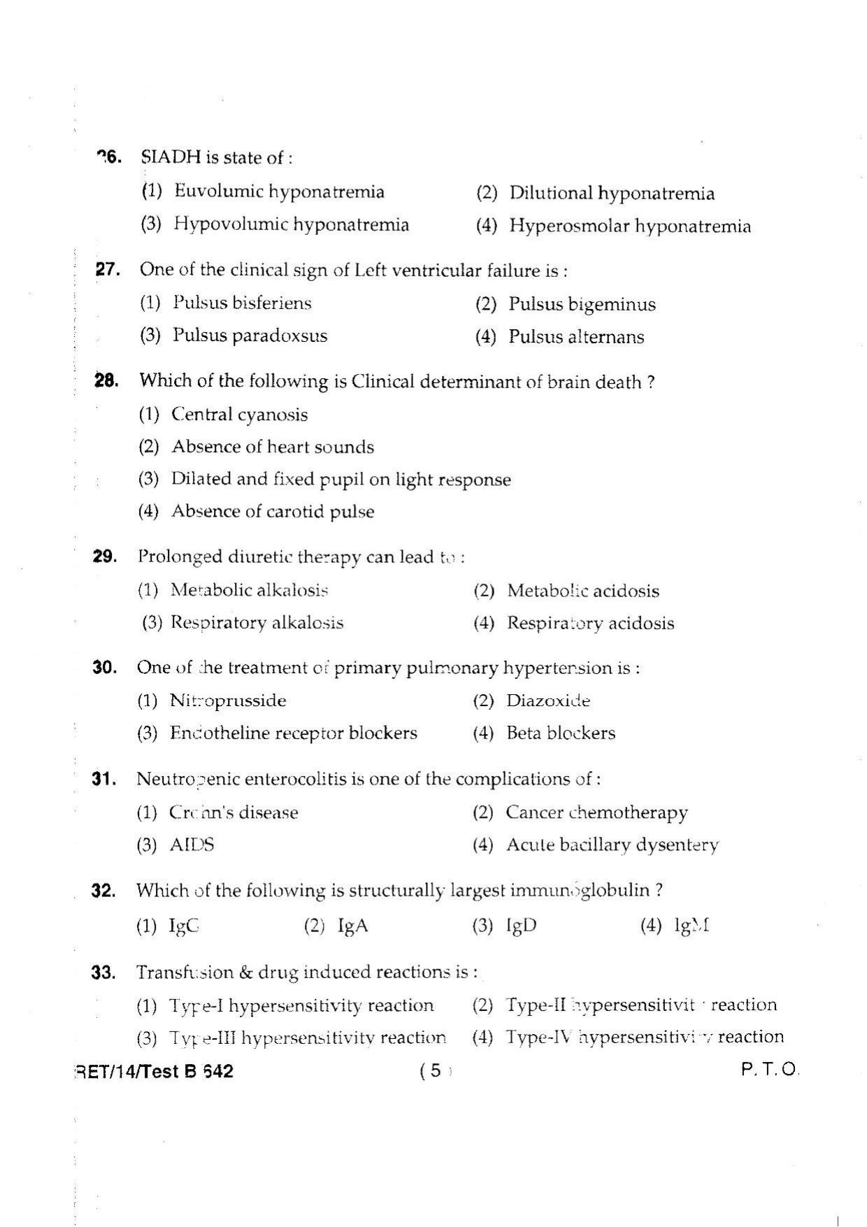 BHU RET MEDICINE 2014 Question Paper - Page 7
