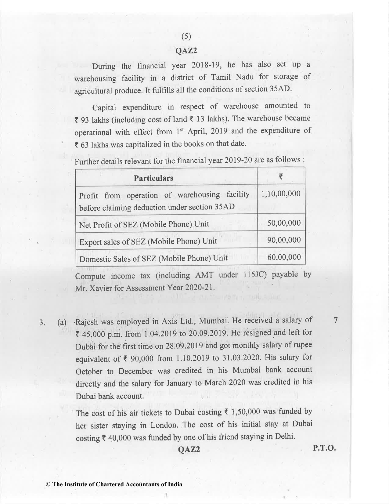 CA Inter Jan 2021 Question Paper - Paper 4 – Taxation - Page 5