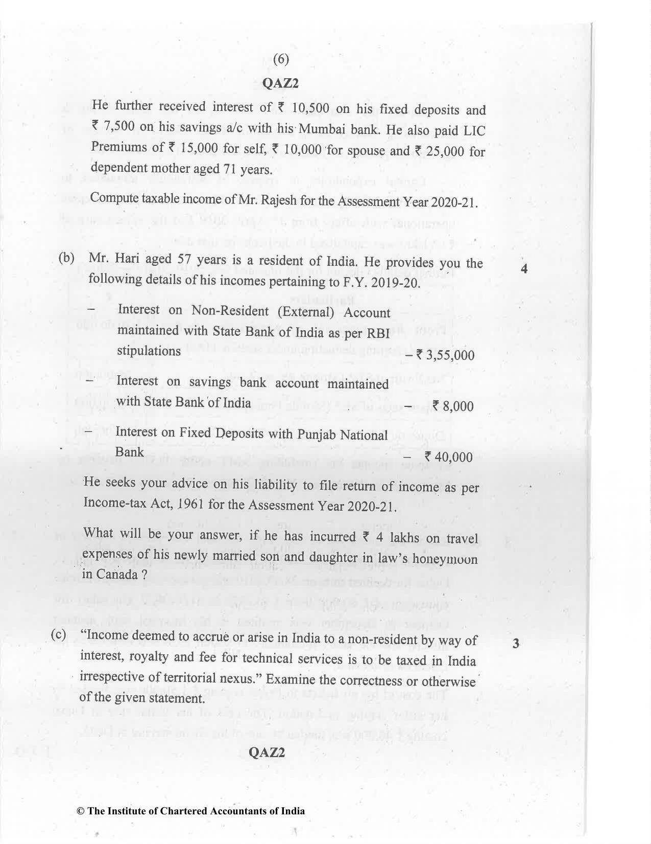 CA Inter Jan 2021 Question Paper - Paper 4 – Taxation - Page 6