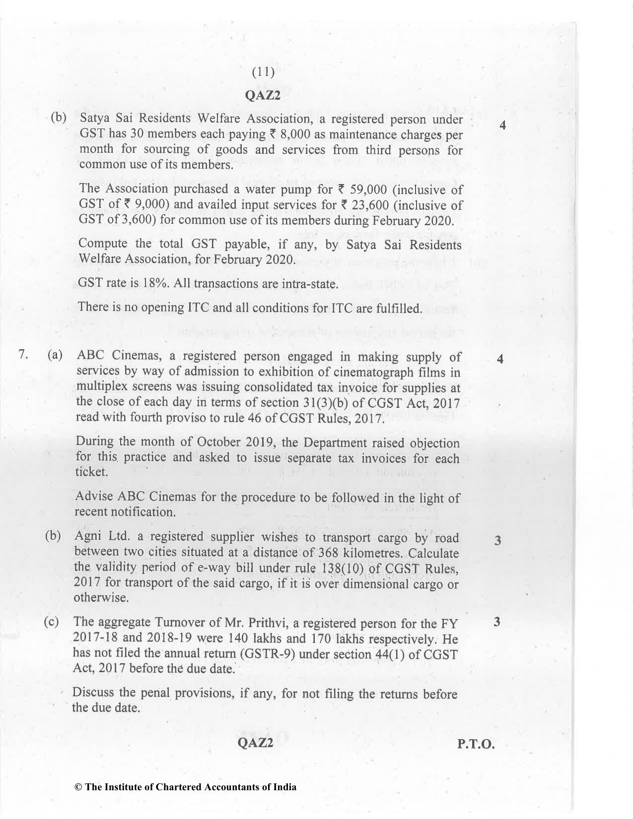 CA Inter Jan 2021 Question Paper - Paper 4 – Taxation - Page 11