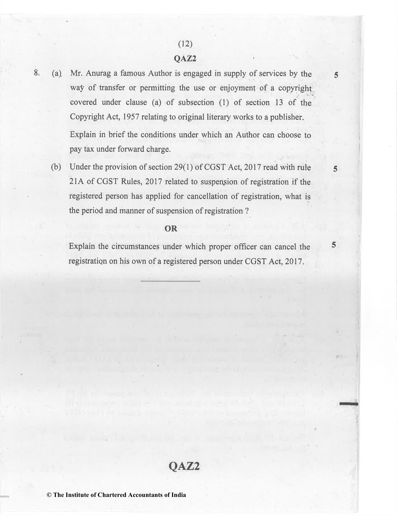 CA Inter Jan 2021 Question Paper - Paper 4 – Taxation - Page 12