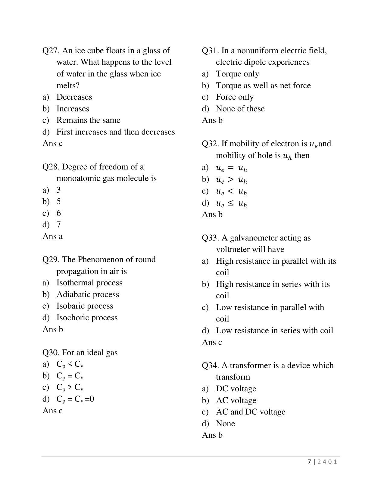 HP B.Sc. Nursing 2024 Question Paper with Answer Key - Page 7