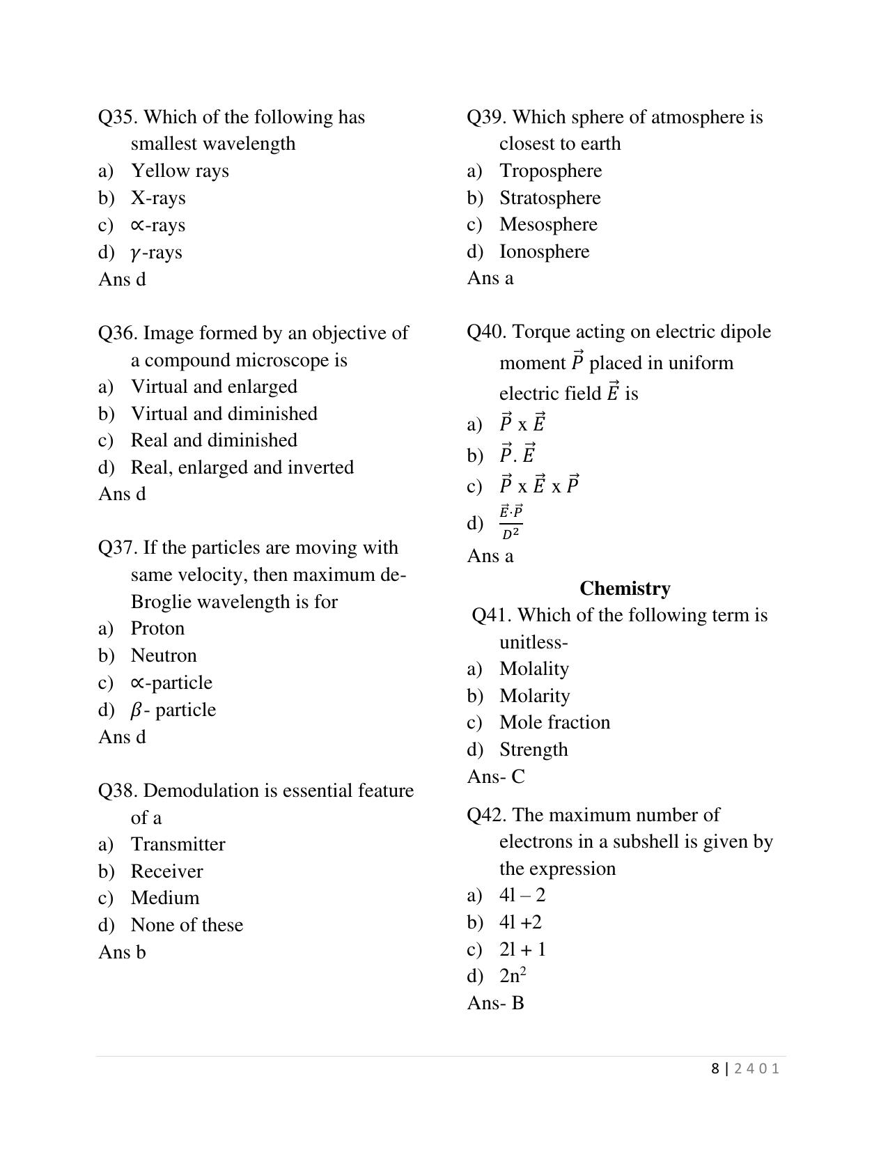 HP B.Sc. Nursing 2024 Question Paper with Answer Key - Page 8