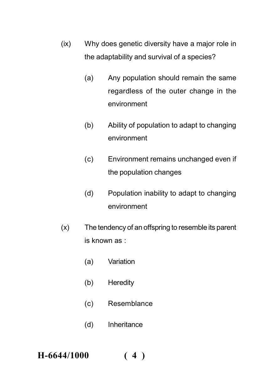 Sarguja University Question Paper July-2022 :  M.Sc. In Botany  (Fourth sem.) Advanced Genetics And  Plant  Breeding Paper 1 - Page 4