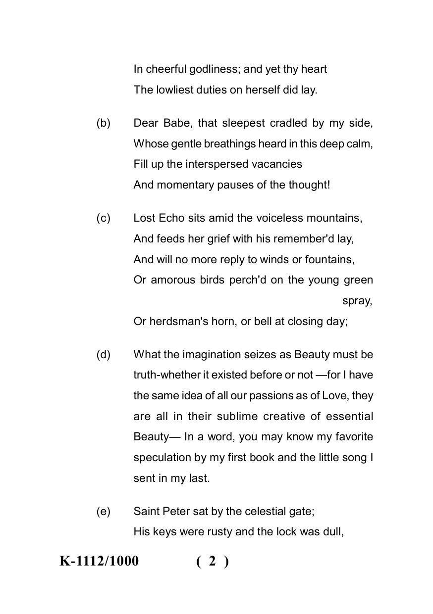 Sarguja University Question Paper - 2022 : M.A. (Final) English Romanticism Paper I - Page 2