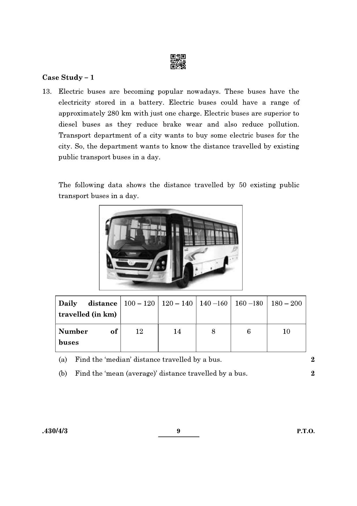 CBSE Class 10 Maths Basic (430/4/3 - SET 3) 2022 Question Paper - Page 9