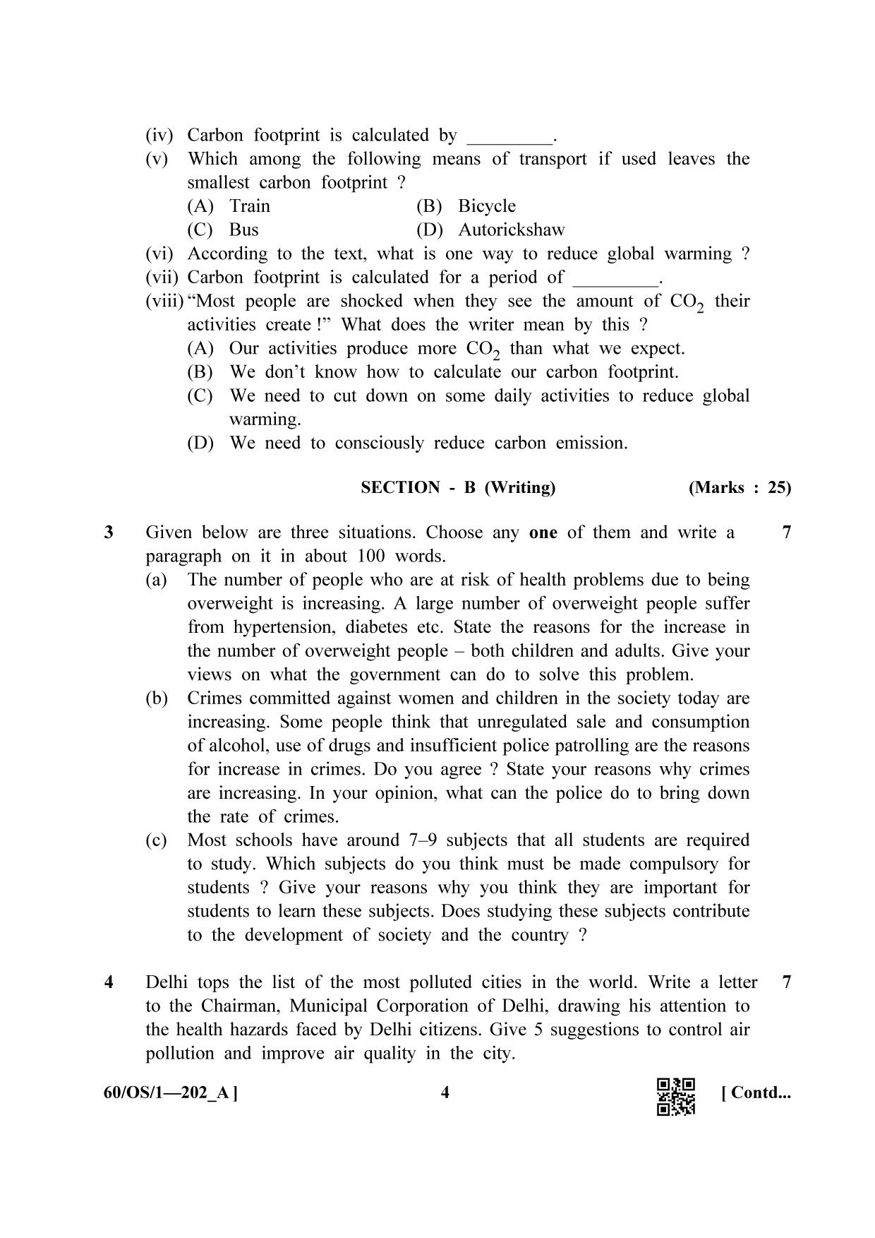 NIOS Jan-Feb 2021 Class 10 English (OS) SET A Question Paper - Page 4
