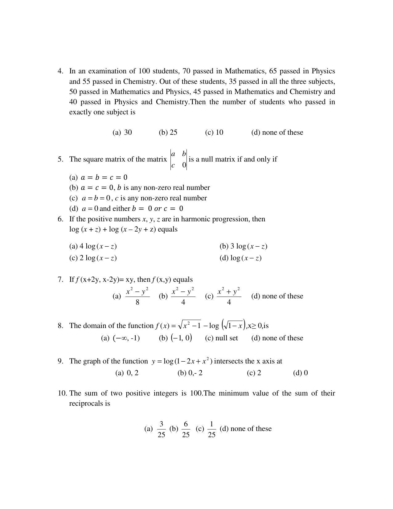 ISI Admission Test M.S.(QE) PEB 2015 Sample Paper - Page 2