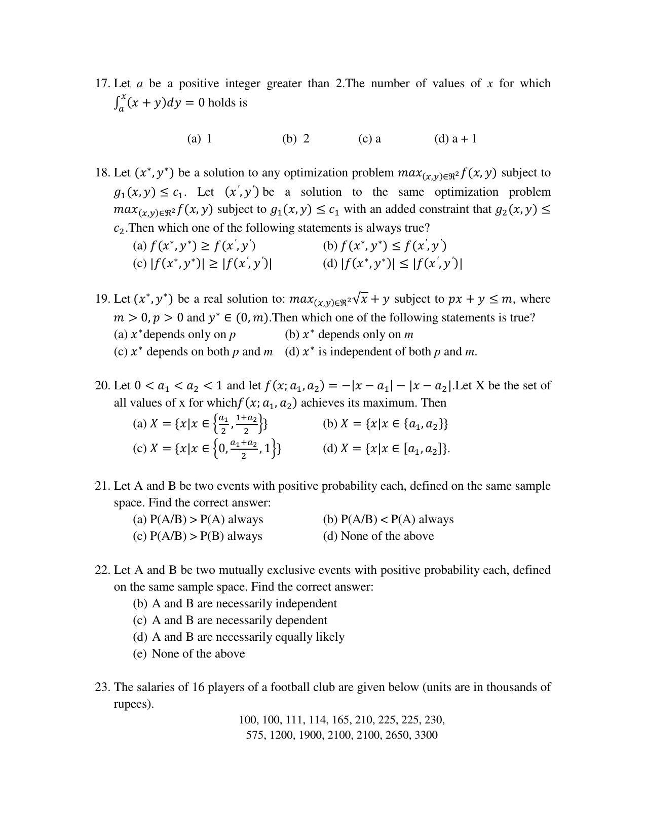  ISI Admission Test M.S.(QE) PEB 2015 Sample Paper - Page 4