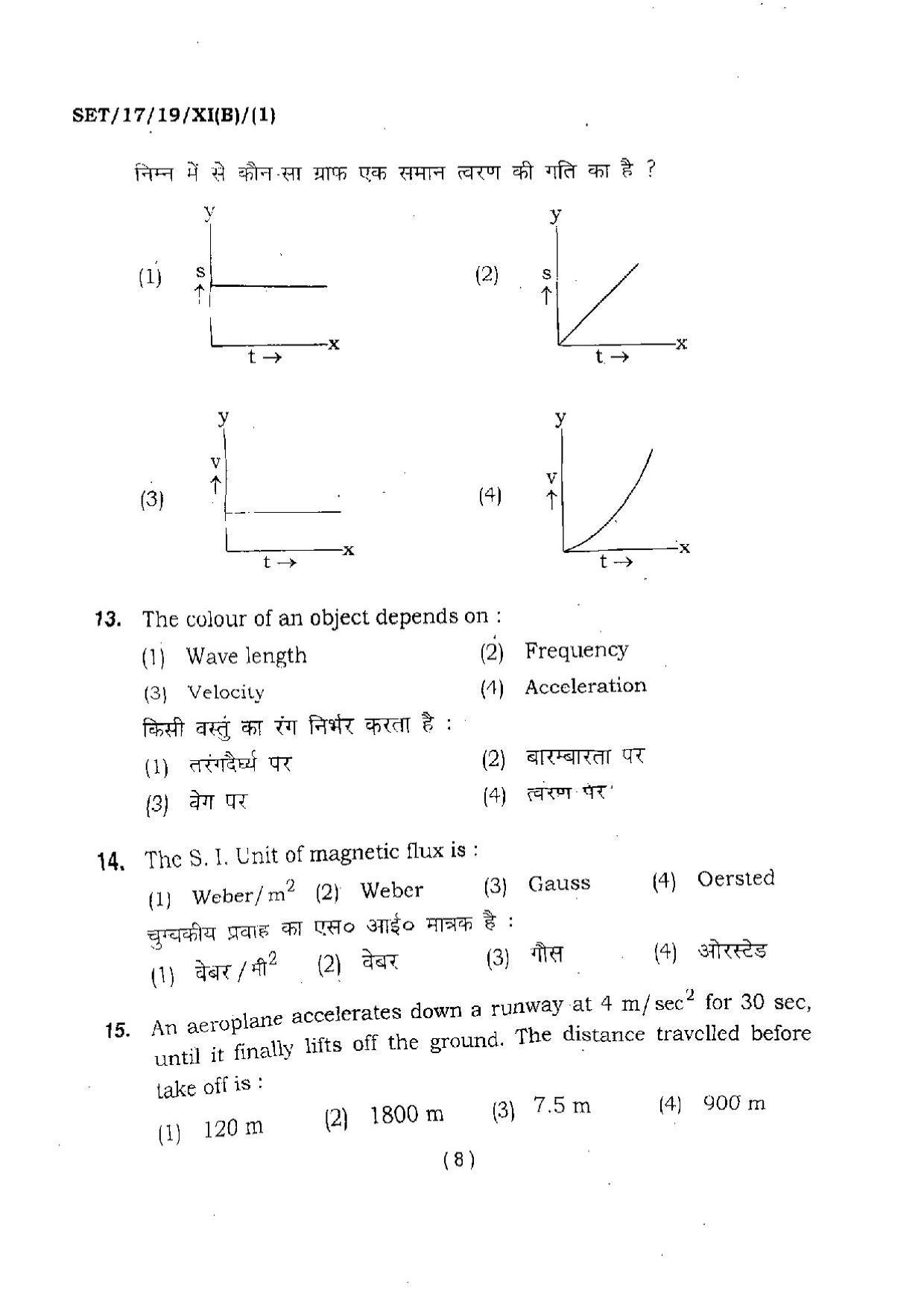 BHU SET 2017 Class XI Biology (Set 1) Question Paper - Page 8