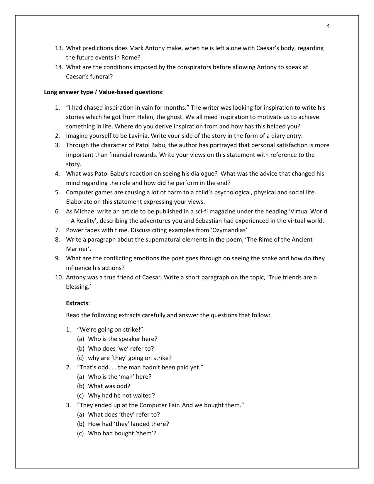 CBSE Worksheets for Class 10 English Assignment 8 - Page 4