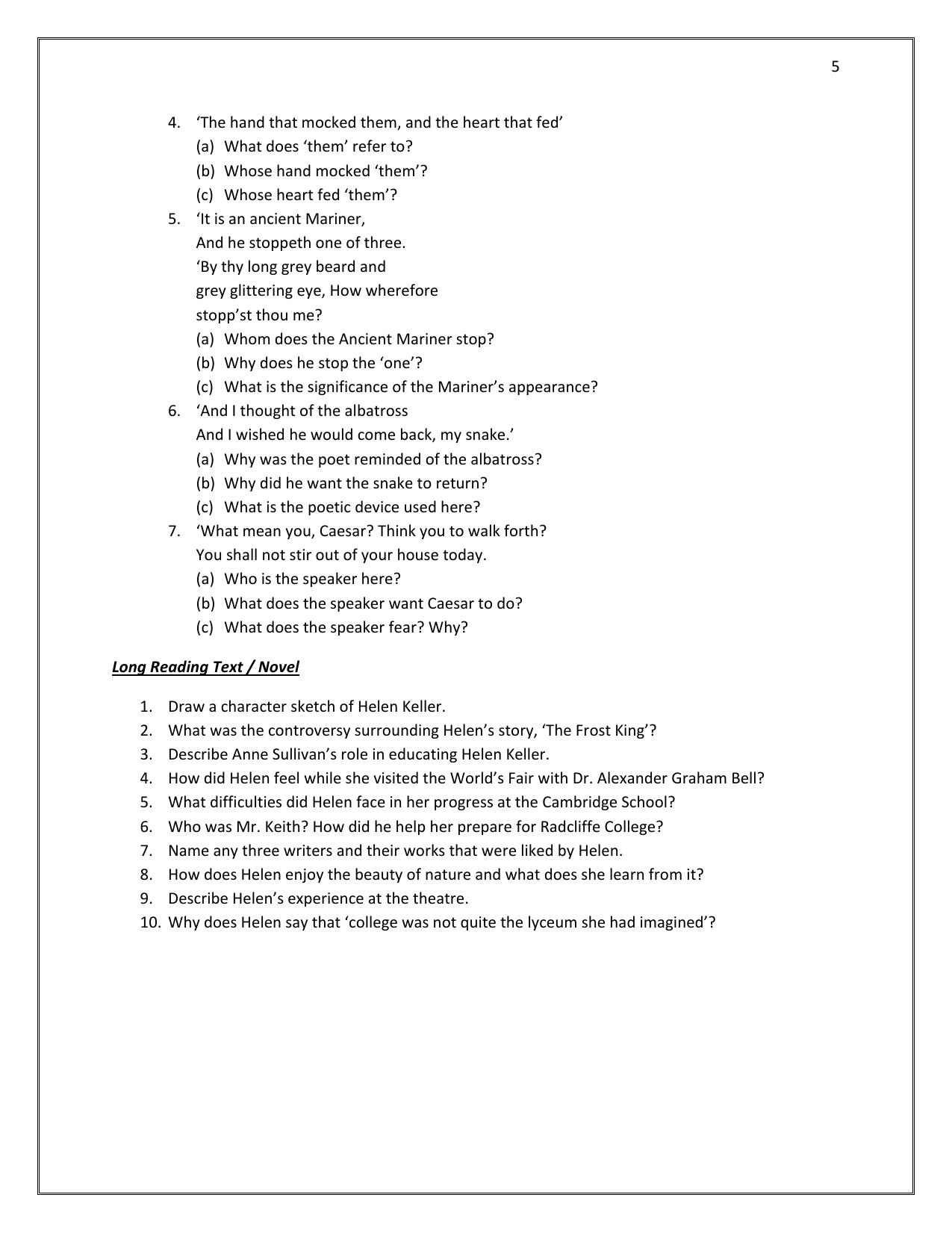 CBSE Worksheets for Class 10 English Assignment 8 - Page 5