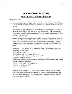 CBSE Worksheets for Class 10 English Assignment 8