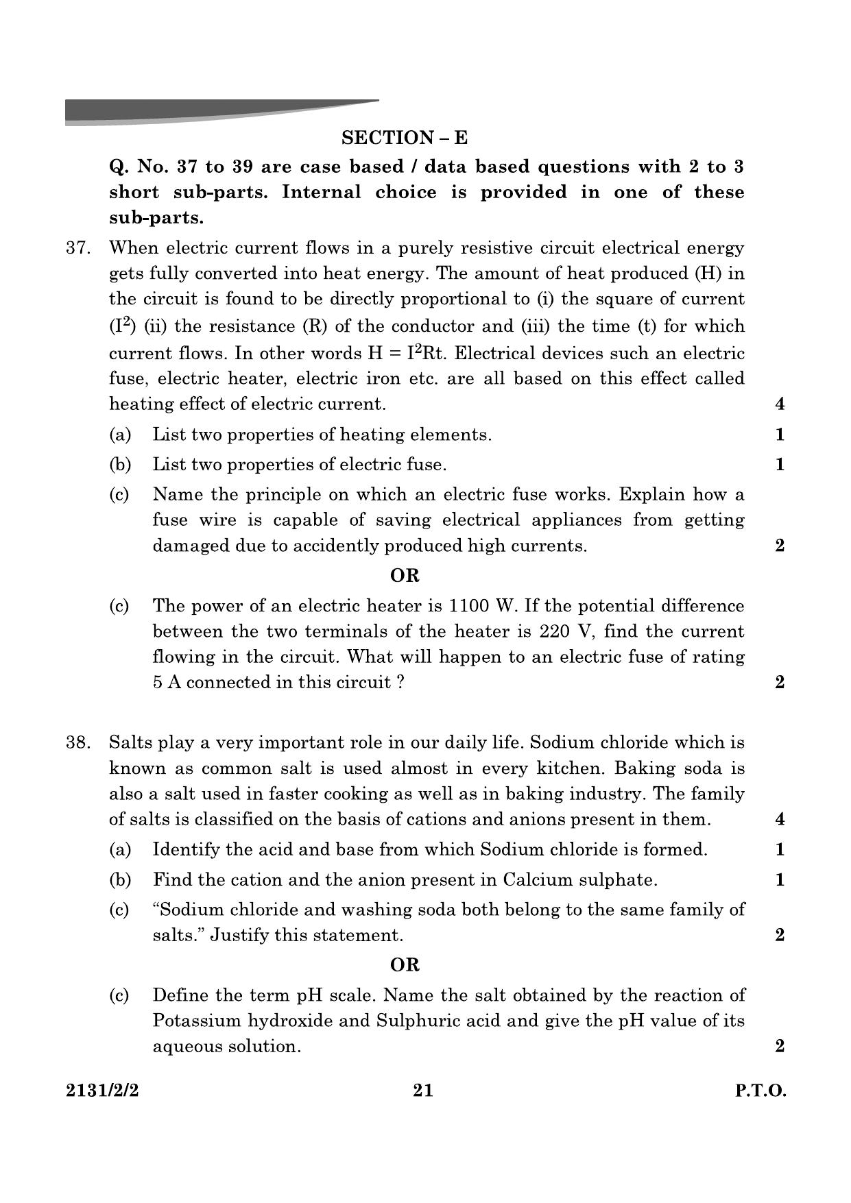 CBSE Class 10 31-2-2 Science 2024 Question Paper - Page 21