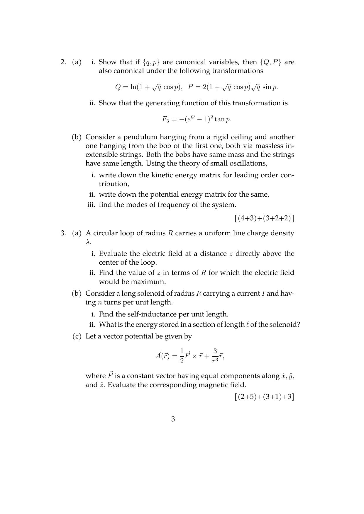 ISI Admission Test JRF in Physics and Applied Mathematics (PHB) 2024 Sample Paper - Page 3