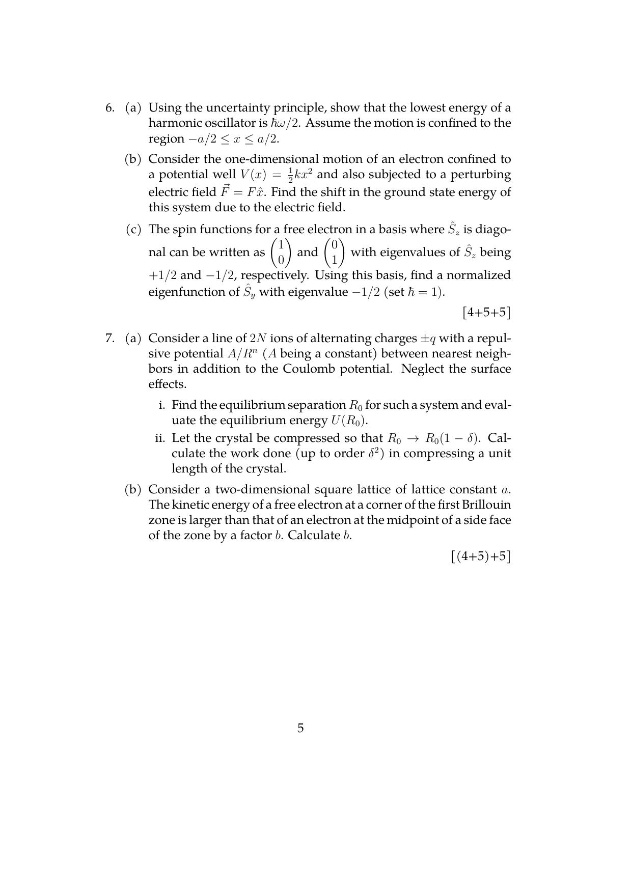 ISI Admission Test JRF in Physics and Applied Mathematics (PHB) 2024 Sample Paper - Page 5