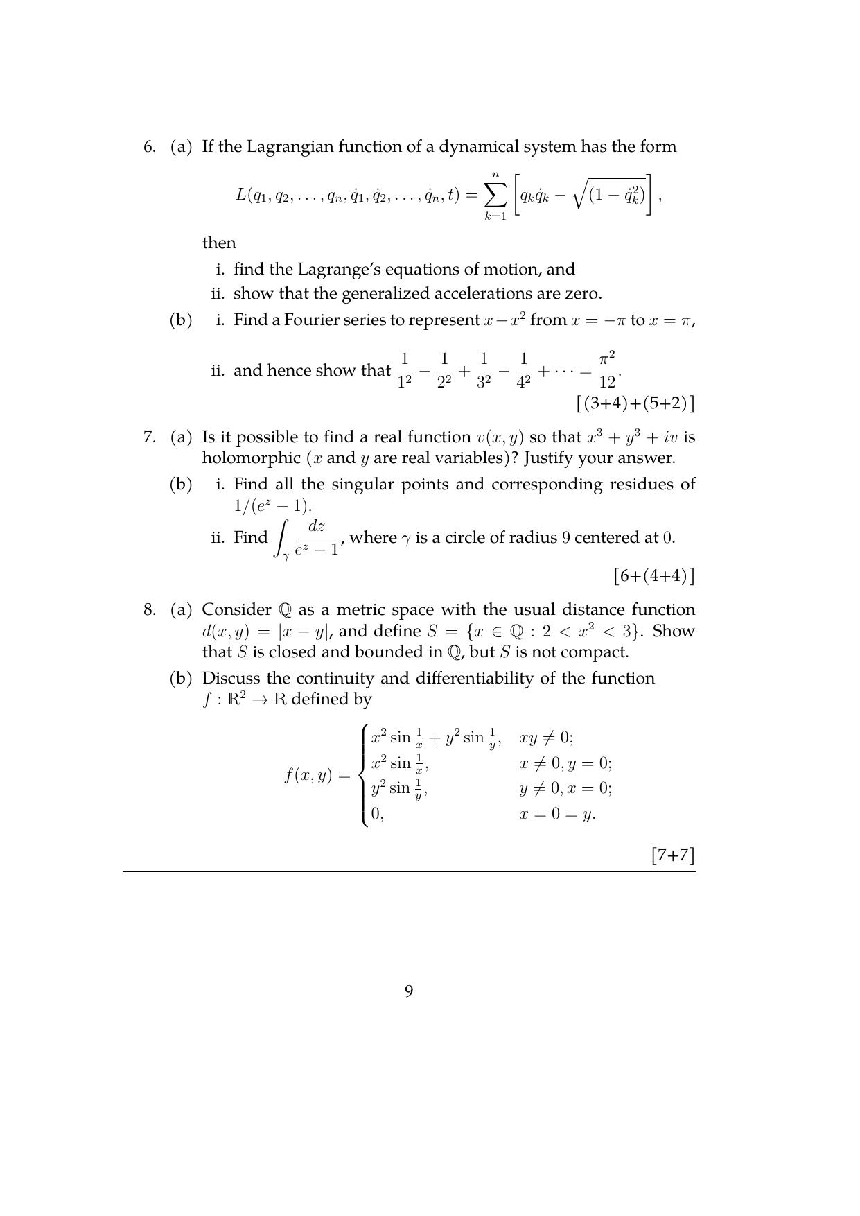 ISI Admission Test JRF in Physics and Applied Mathematics (PHB) 2024 Sample Paper - Page 9