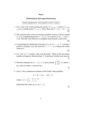 ISI Admission Test JRF in Physics and Applied Mathematics (PHB) 2024 Sample Paper