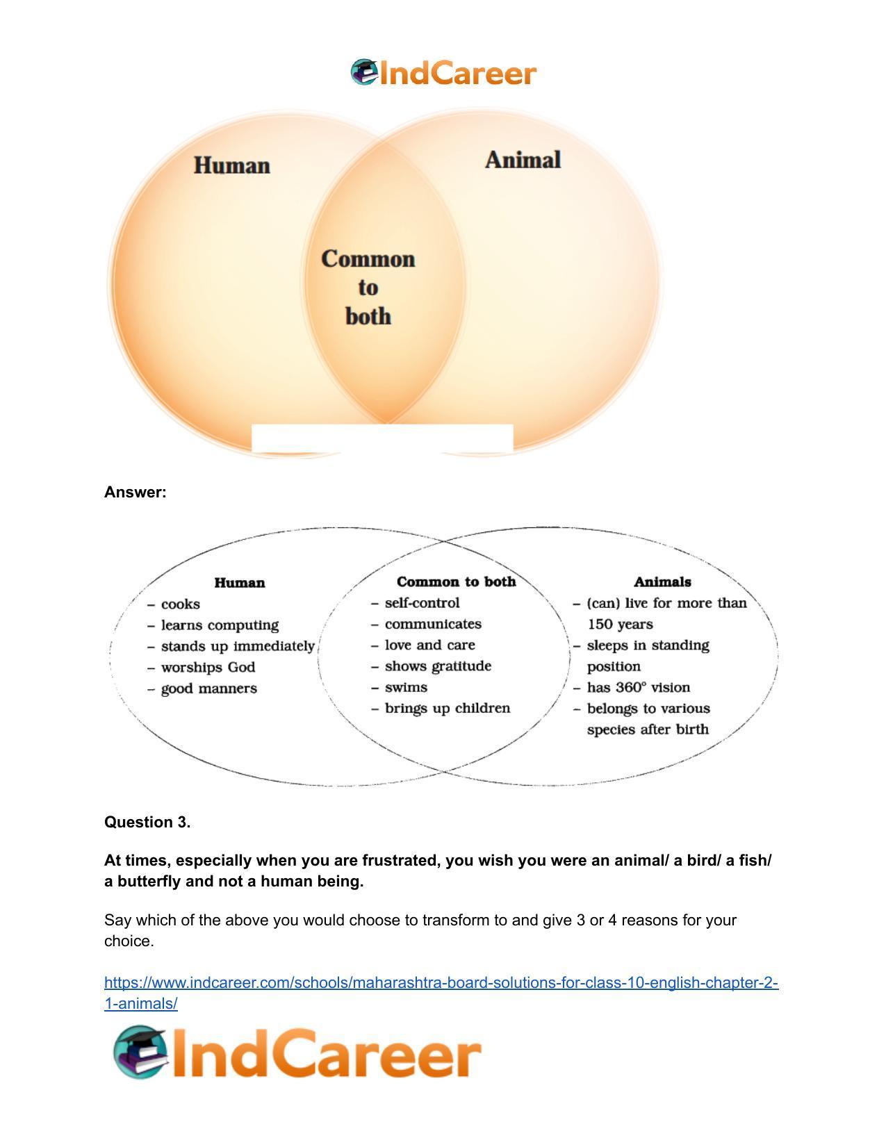 Maharashtra Board Solutions for Class 10- English: Chapter 2.1- Animals - Page 4