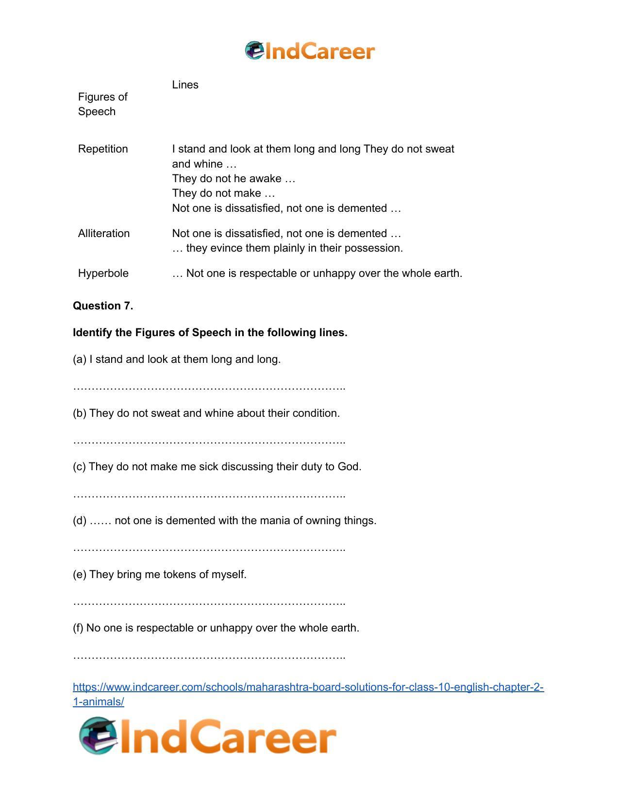 Maharashtra Board Solutions for Class 10- English: Chapter 2.1- Animals - Page 11